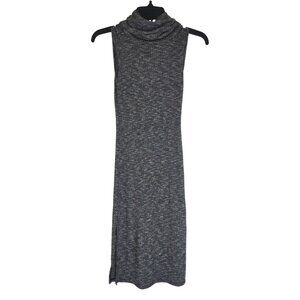 Sleeveless Gray Knit Turtleneck Midi Dress By Polly & Esther - Small